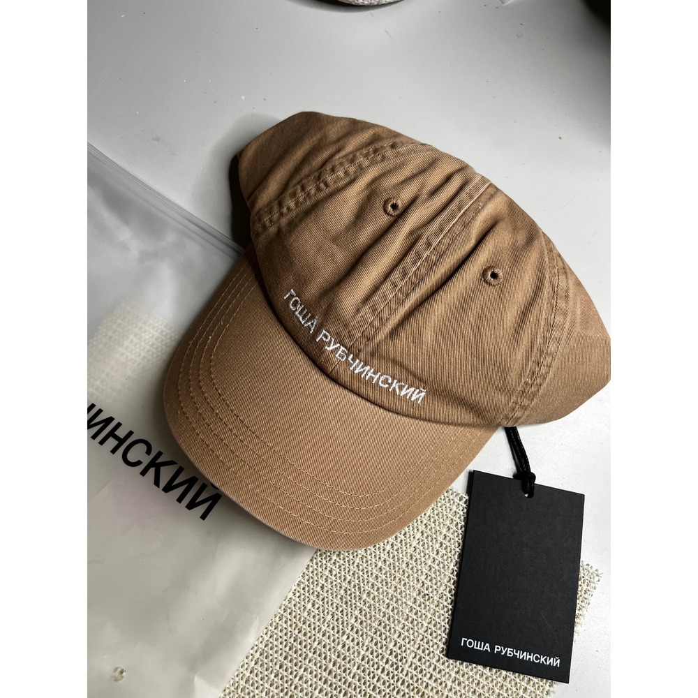 Gosha Rubchinskiy Logo Embroidered Cotton Baseball‎ Cap Beige Tan One Size NEW
